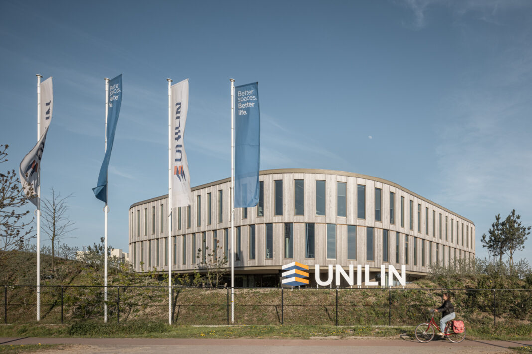 Het hoofdkantoor van Unilin Panels in het Belgische Wielsbeke.